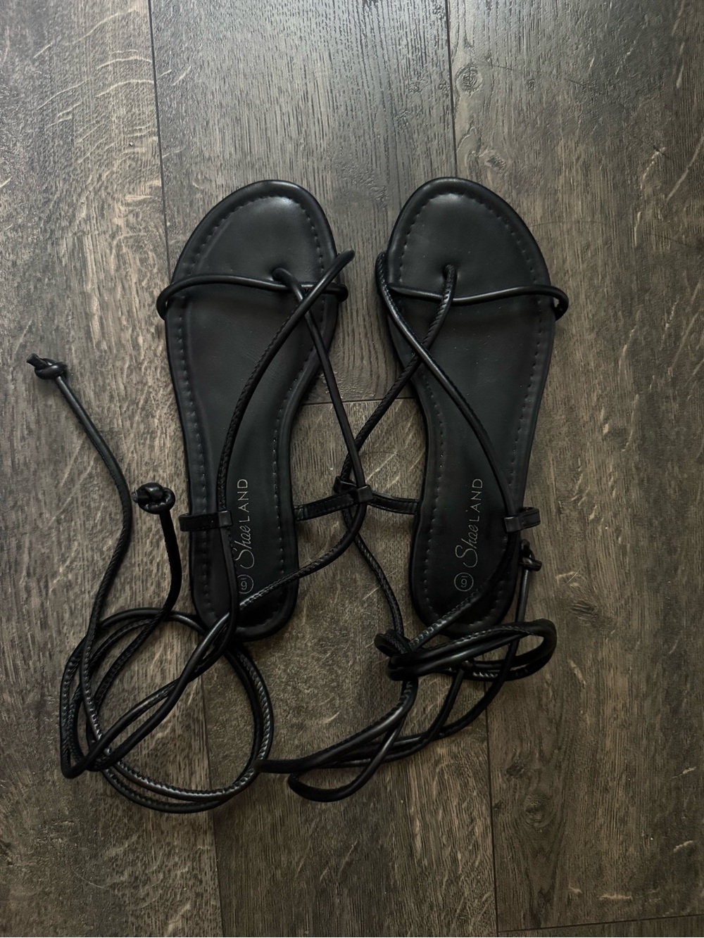 Shoreland Black Lace-Up Women's Flat Sandals